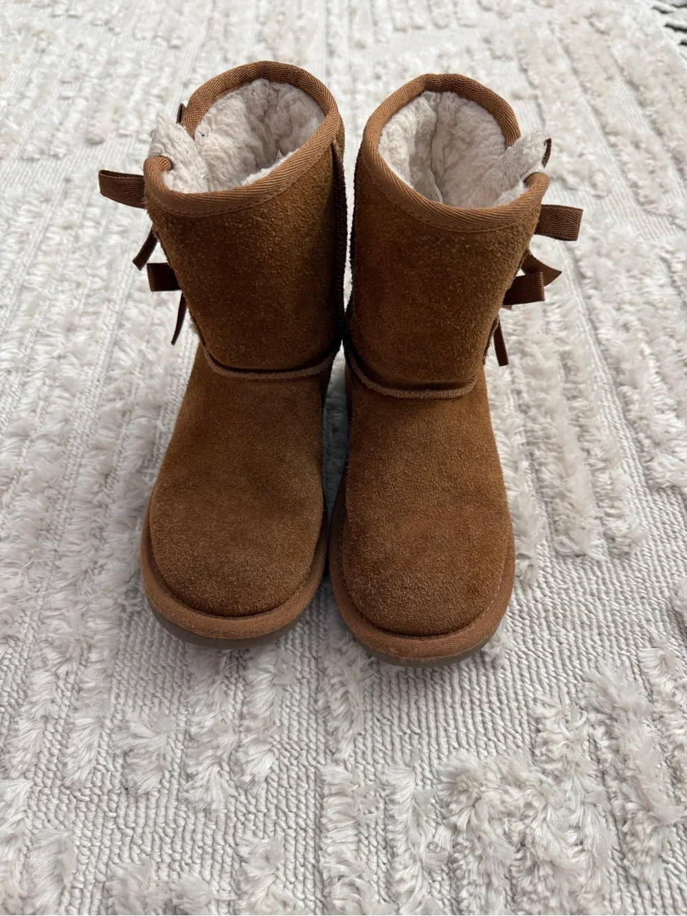Koolaburra By Ugg Girl Size 12 Suede Bow Chestnut Brown Victoria Boots Reg $74